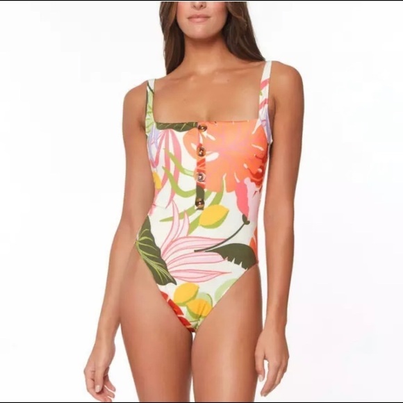 Sanctuary MULTI Button Front Over The Shoulder Mio One Piece Swimsuit La…